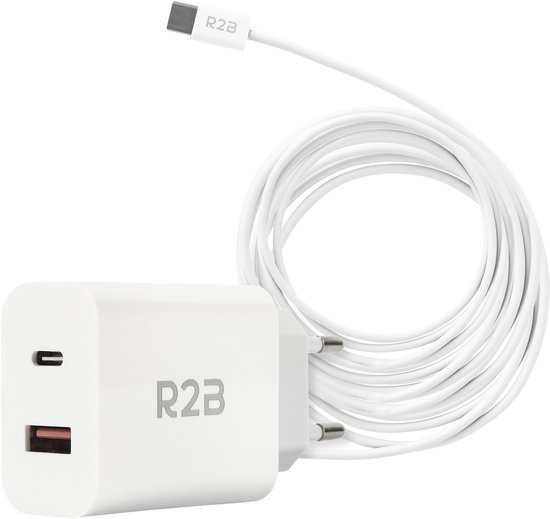 R2B® USB-C naar USB-C Kabel met USB A & USB C Adapter