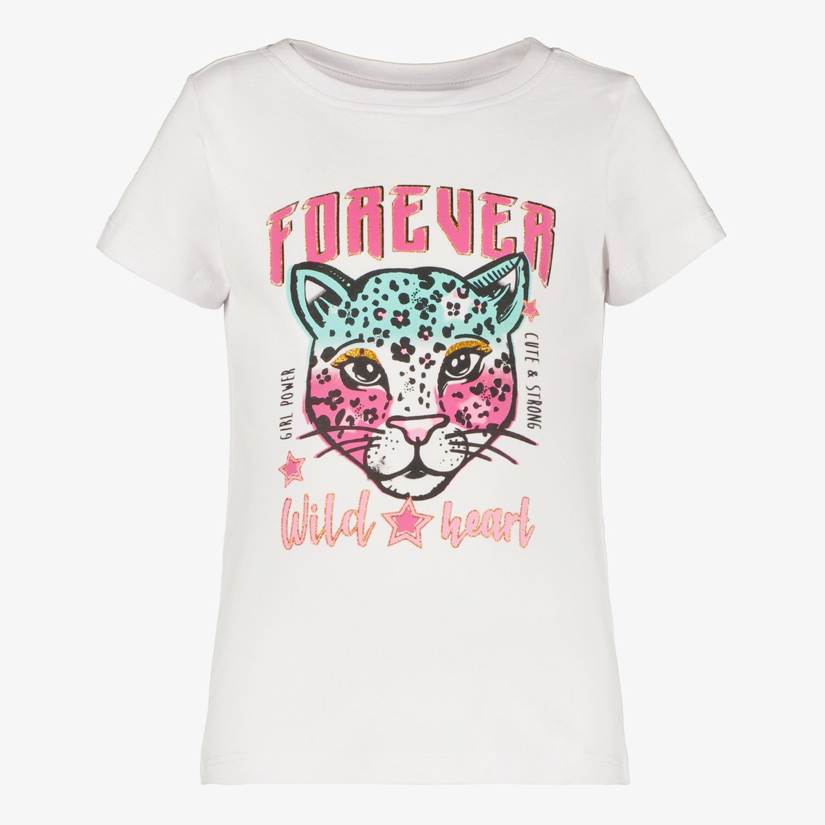TwoDay meisjes T-shirt met panter wit - Maat 92