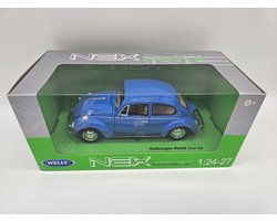 Volkswagen Kever - blauw - Beetle hard-top modelauto - Welly - schaal 1:24-27 = 16 cm - in originele doos