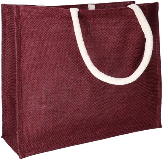 Sac cabas / cabas en jute rouge 42 cm - Sacs cabas / cabas robustes