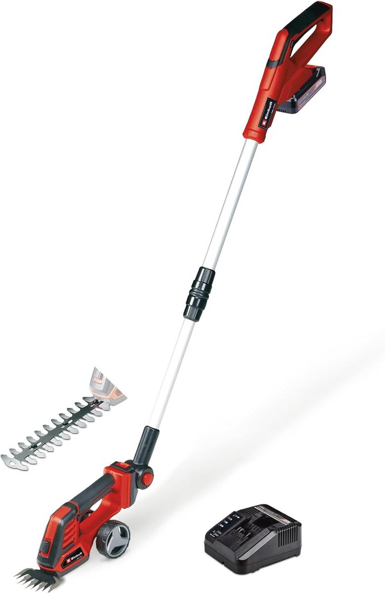 Accu Gras- en Buxusschaar met Telescopische Steel (18V, 100mm Grasschaar, 200mm Heggenschaar)