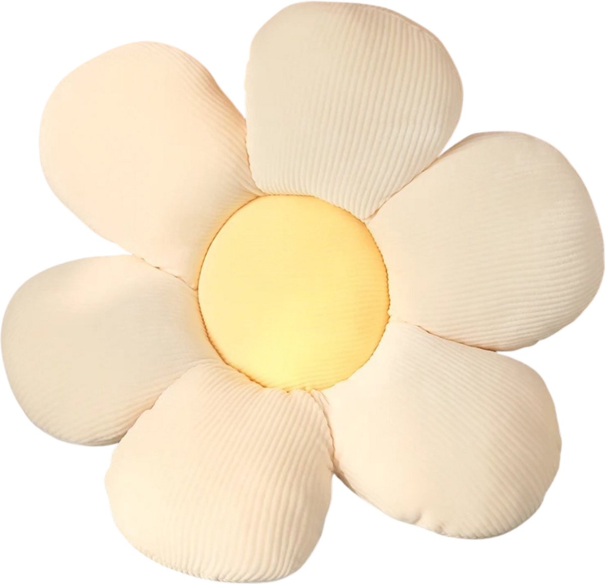 Bloem kussen Wit/Geel - Sierkussen - Aesthetic room decor - Bloemvormig kussen - 50 x 50 cm