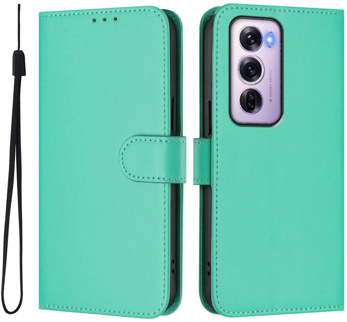 Mobigear Telefoonhoesje geschikt voor OPPO Reno 12 Pro Hoesje | Mobigear Urban Wallet Bookcase Portemonnee | Pasjeshouder voor 3 Pasjes | Telefoonhoesje voor Pinpas / OV Kaart / Rijbewijs - Groen
