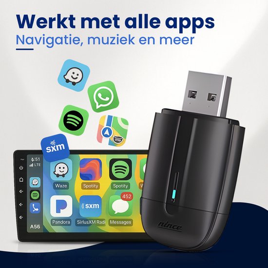 Nince Carplay Dongle - Draadloos Carplay - Zwart - Draadloos Carplay - Alleen te gebruiken met ingebouwde Apple CarPlay en Apple iPhone van Nince — afbeelding 4