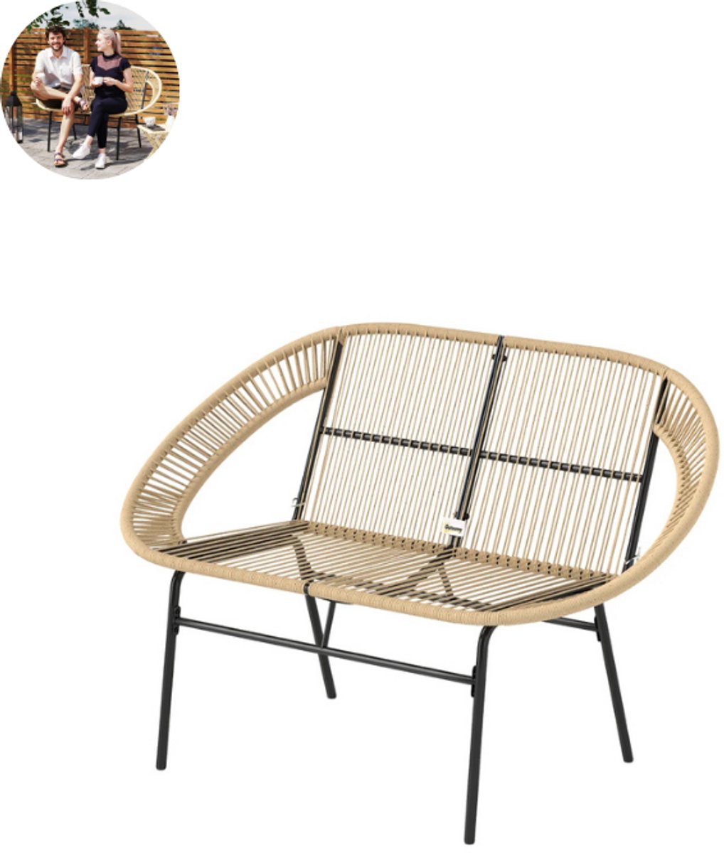 Tuinbank – Tuinbankjes weerbestendig - Tuinbanken - Loungebank - Balkon Set - Buitenbank - 2 personen - Khaki