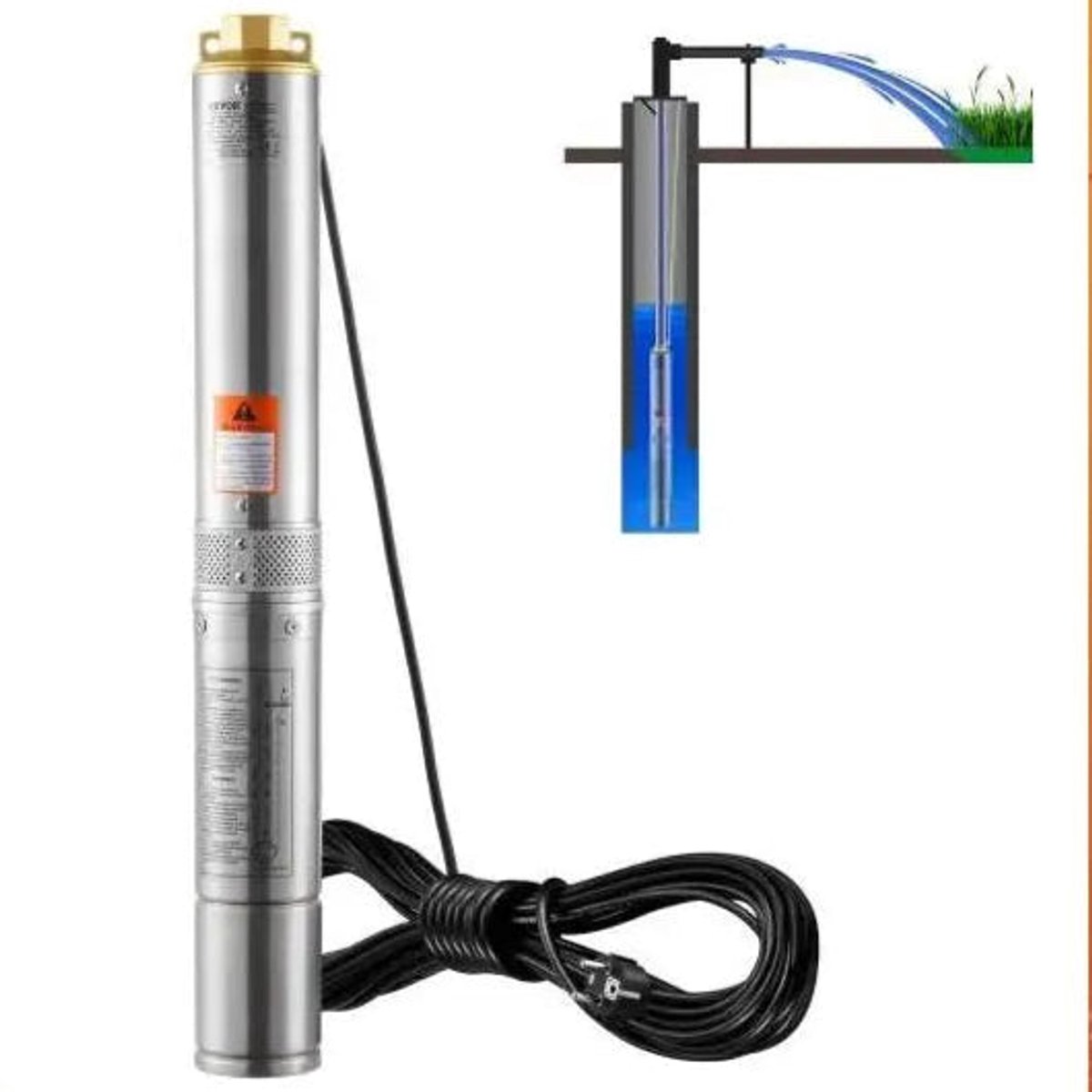 Dompelpomp - Waterpomp - Pomp - 1100W - RVS met Ingebouwde Motor, 230V Voor Irrigatie en Watervoorziening - Tuinpomp - Diepwaterpomp - Elektrische