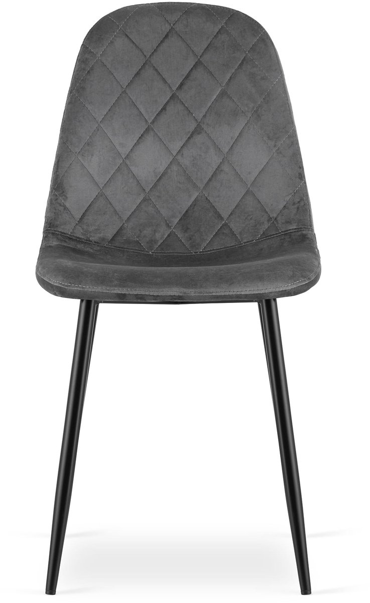 LEOBERT ASTI Velvet Design Stoelen – Set van 4 – Donkergrijs Fluweel – Zwarte Metalen Poten – Modern & Ergonomisch – Max. 120 kg