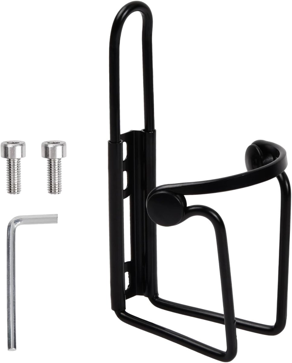 SNQ Aluminiumlegering - Bidonhouder voor fietsen - Lichtgewicht drankhouder voor fietsen - Bidonhouder - Bidonhouder - Houder met schroeven - Inbussleutel - Geschikt voor racefietsen, MTB, racefietsen en fietsen (zwart)