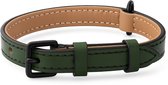 Brute Strength - Luxe leren halsband hond - Donker groen - S - (26 - 33 cm) x 1,5cm - honden halsband - hondenhalsband - halsband hond leer - leren honden halsband - halsband kleine hond - halsband puppy - leren hondenhalsband - leren halsband hond