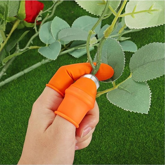 2-delige vingerplukkerset - Duimbeschermer - Tuinsplijter - Nagelbeschermer - Gereedschap voor het plukken van tuinfruit, planten, pepers, groenten, bonen, aardbeien - Draagbaar plukken - Oranje van Merkloos	 — afbeelding 5