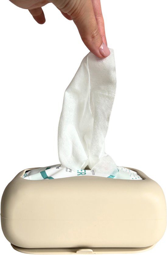 Jikkies Billendoekjes Box - Billendoekjes Houder - Met Zuignap - Siliconen - Beige — afbeelding 2