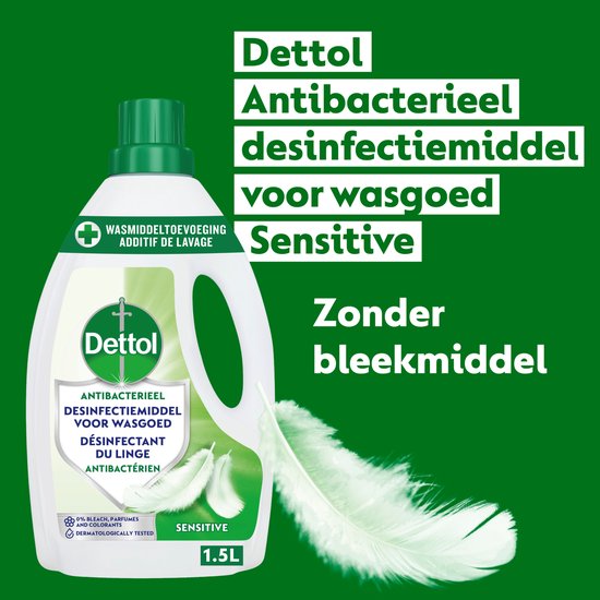 Désinfectant antibactérien Dettol pour linge Sensitive 1,5 L, sans agent de blanchiment.