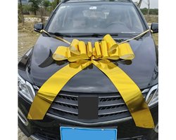 Grote gouden strik 76 cm - auto strik - decoratie strik