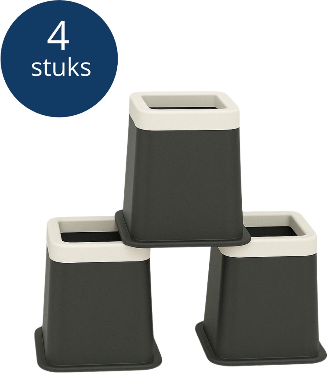 VOKA - Meubelverhogers - Bedverhogers Set van 4 hoogwaardige verstelbare 14cm meubelverhogers Ruimtebesparende verhoger - Tafelverhoger - Stoelverhoger - Bankverhoger Verstelbaar - Multifunctioneel - Max. 700kg.