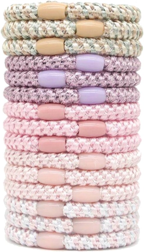 15 élastiques à cheveux Knekkie avec perles – Élastique tressé et