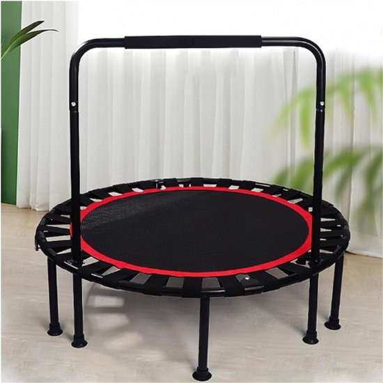 LIFERUN Small Trampoline Indoor 101 cm, Mini Fitness Trampoline for Adults, 150 kg Load Capacity, with Adjustable Handle for Cardio Trampoline Training at Home, Blue