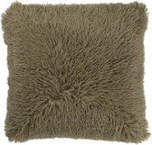 Dutch Decor FLUFFY - Sierkussen unikleur Olijf 45x45 cm - groen