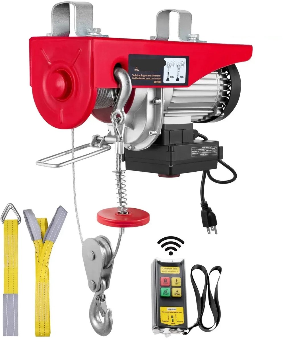 Takel - Lier - Winch - Kabeltakel - Elektrische - 1000kg - Draadloze Hijslier met Afstandsbediening voor Garage, Boot, Werkplaats en Meer