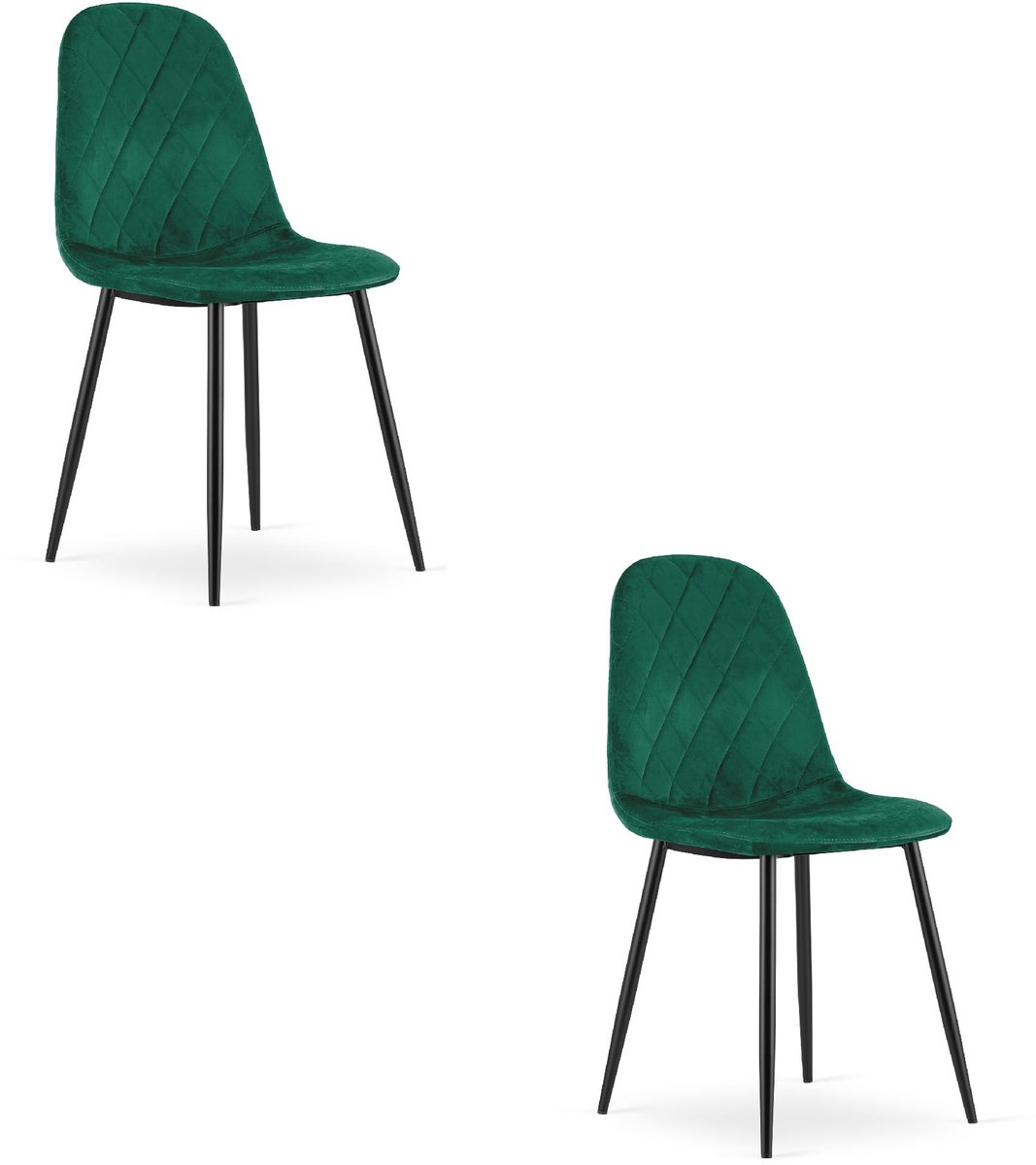 ASTI Velvet Design Stoelen – Set van 2 – Donkergroen Fluweel – Zwarte Metalen Poten – Modern & Ergonomisch – Max. 120 kg