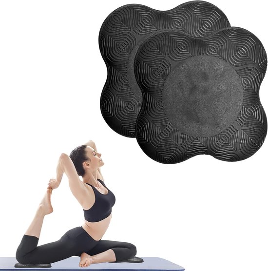 Yoga Knie Kussens - 2 Stuks - Yoga Kniebeschermer Mat - Sport Balans Kussen - Antislip Yogamatten - Kussen - Knee Pads - Kniestukken - Antislip Yoga Kniekussen - Kniebeschermers - Kniemat - Fitness - Geschikt voor Yoga, Fitness, Pilates - Zwart