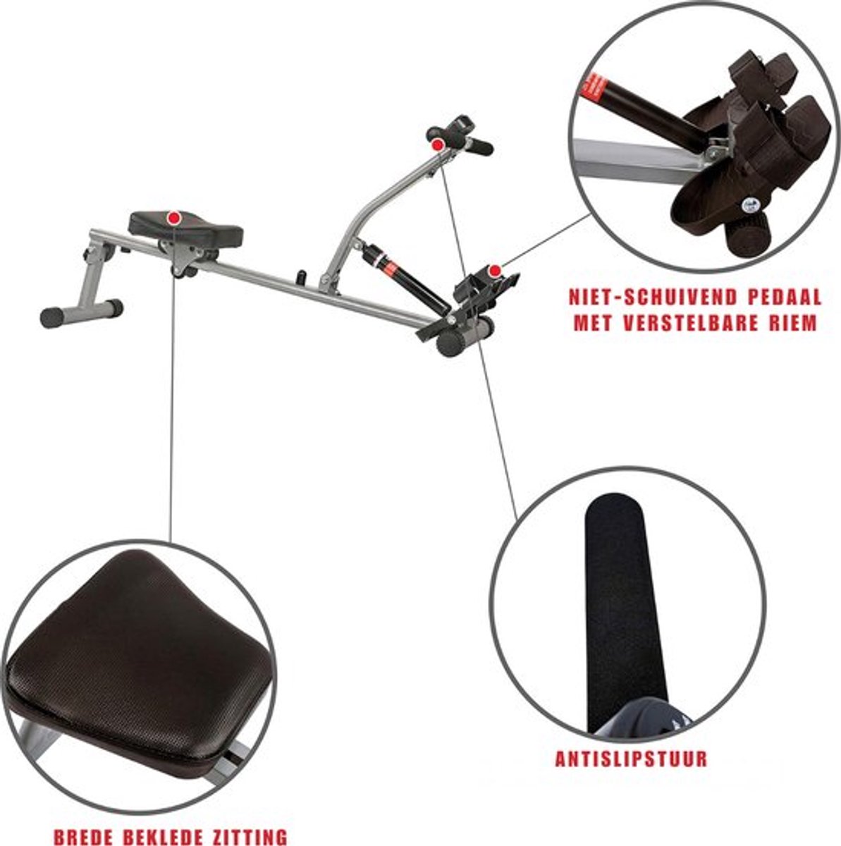 Thuys – Roeitrainer – Hometrainer – Roeimachine – Inclusief Gratis App – Antislip Design – Lederen Bekleding – Zwart