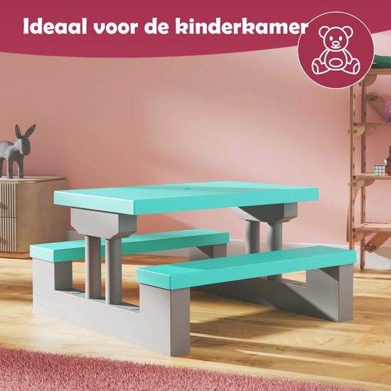 thumbnail: Deuba Kindertafel Met Bankjes En Parasol - Picknick Set Voor Kinderen Binnen & Buiten