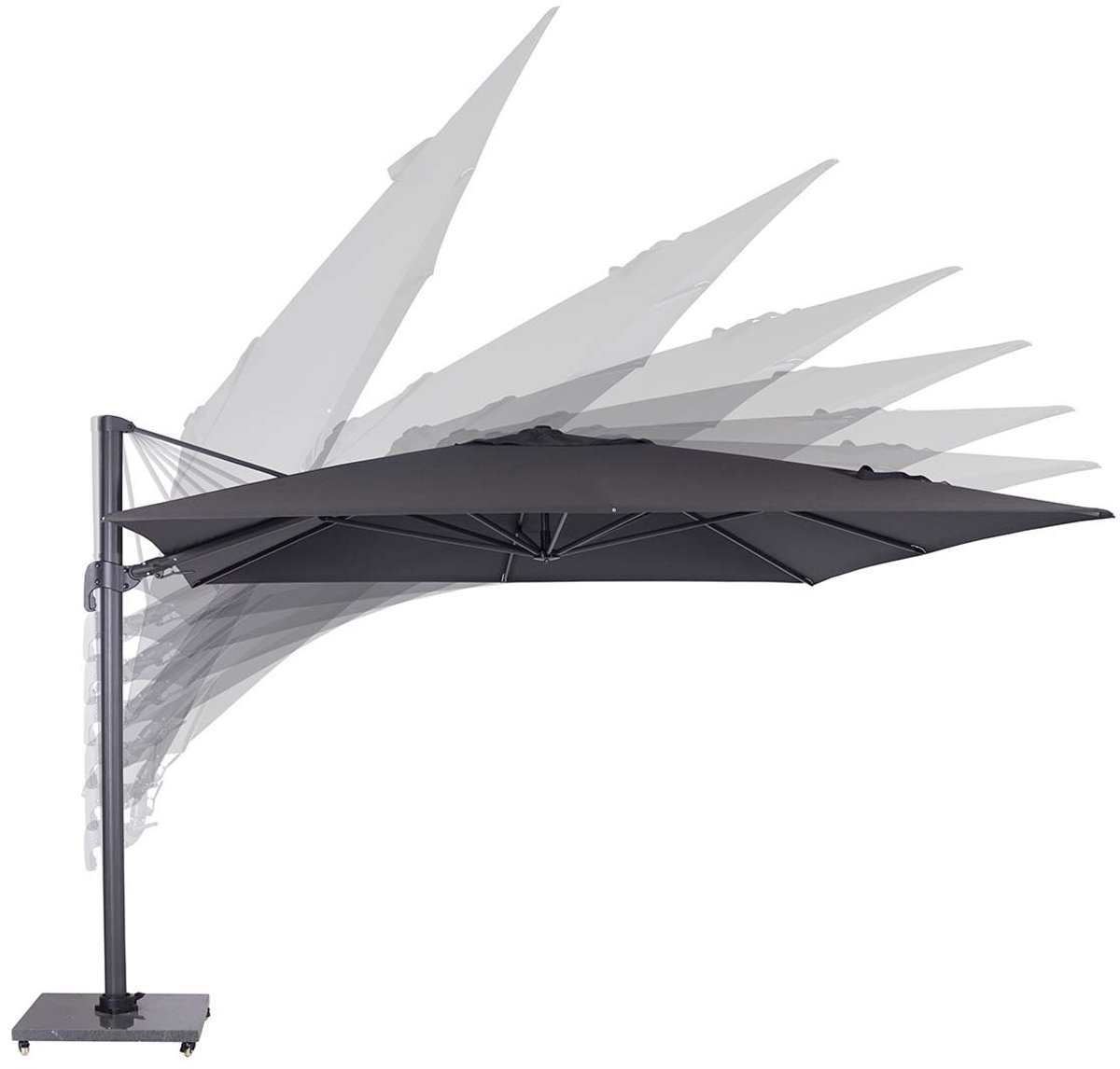 Garden Impressions Hawaii zweefparasol S 250x250 - donker grijs - zwart – foto 3