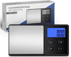 Precisie Weegschaal - Upliness - keukenweegschaal - 0,01 tot 500 gram precisie - digitaal - koffie - 001 gram - espresso - voor alles in de keuken.