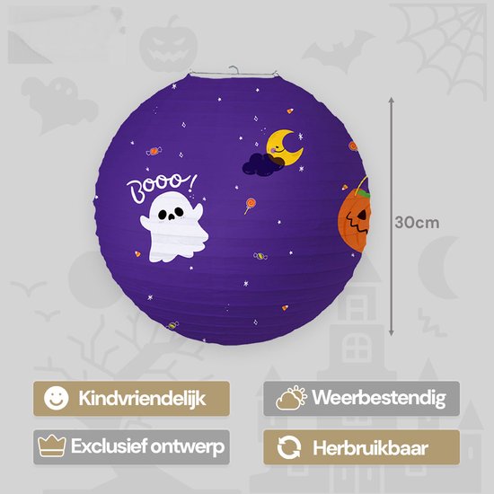 LUQ - Spook - Halloween - Lampion - Lichtje - Lampionstokje - Treklampion - Papier - Sint Maarten - Kind - 1 Stuk — afbeelding 2