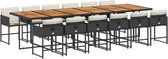 vidaXL - 13-delige - Tuinset - met - kussens - poly - rattan - zwart