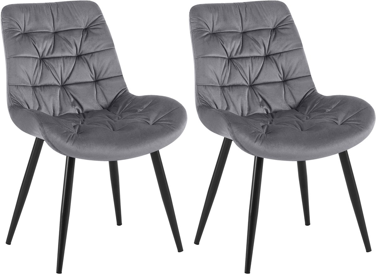 CLP Rossford Set van 2 eetkamerstoelen - klassiek - met rugleuning - velvet - fluweel - Fl