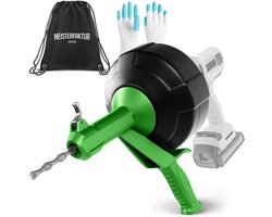 MEISTERFAKTUR Ontstoppingsveer met Automatische Voeding [10.5m] | Rioolontstopper met Booropzetstuk | Rioolreinigersveer met Handschoen | Gootsteen en Afvoer Ontstopper | Gootsteenontstopper | Rioolveer Boormachine
