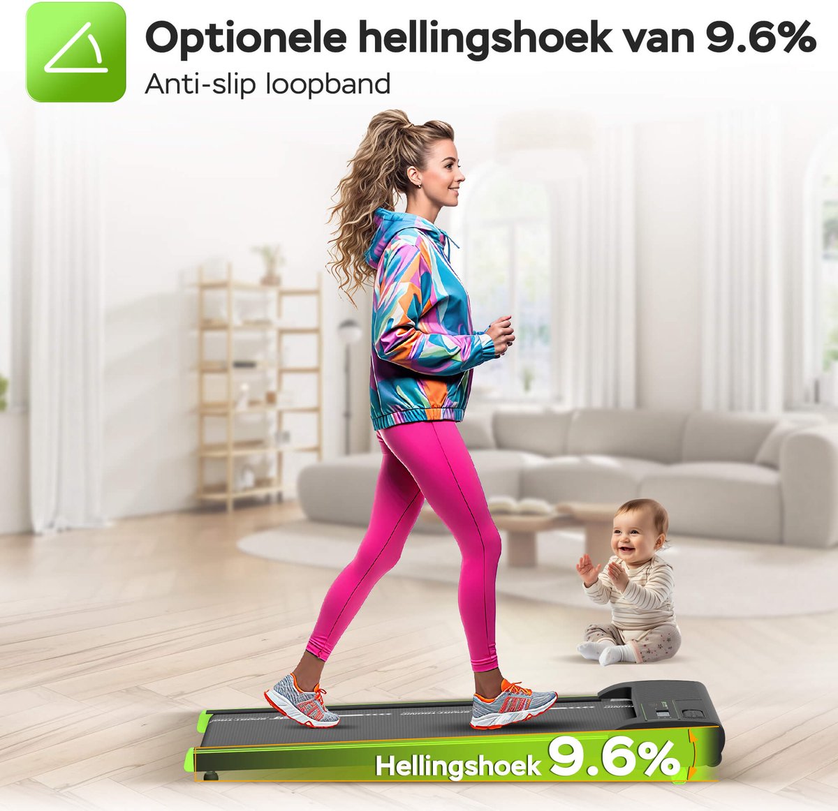 Afbeelding 2 van Turbotronic ST-510 Loopband Inklapbaar – Walking Pad Treadmill – Snelheid 0-6 km/u – Compact & Stil - Loopband voor Thuis