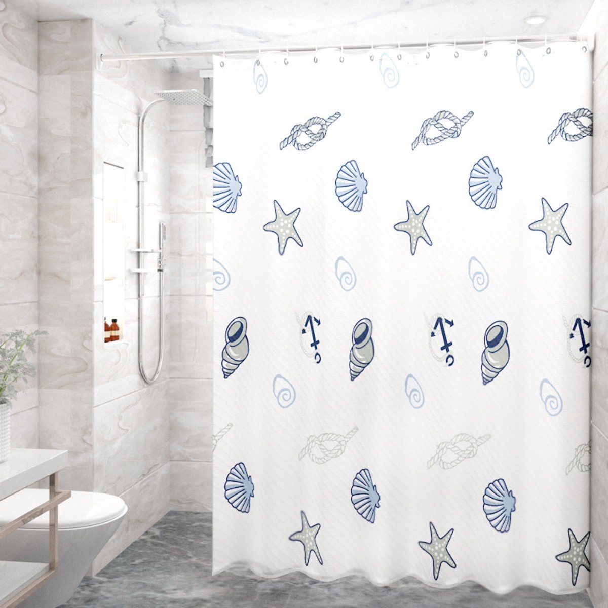 180x200cm Badkamer Douchegordijn - Sneldrogend Badgordijn met Haken - Waterdicht en Schimmelwerend Douchegordijn - met 12 Douchegordijnringen - voor Douche en Bad