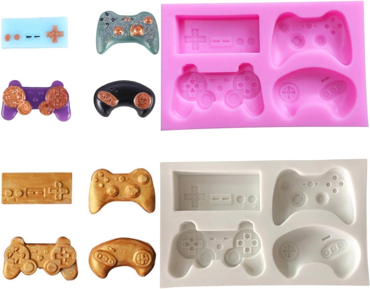Game Controller Siliconen Chocolade en Snoepvorm - Set van 2 - Grijs Roze - Hoogwaardige Cakevorm - Voor Candy, Chocolade en Cupcake Decoratie