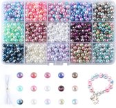 1200 Stuks Parel Kralen voor Sieraden Maken - DIY Kralen Set met Kunststof Parels - 6mm Gekleurde Parel Kralen - Handwerk en Armband Maken