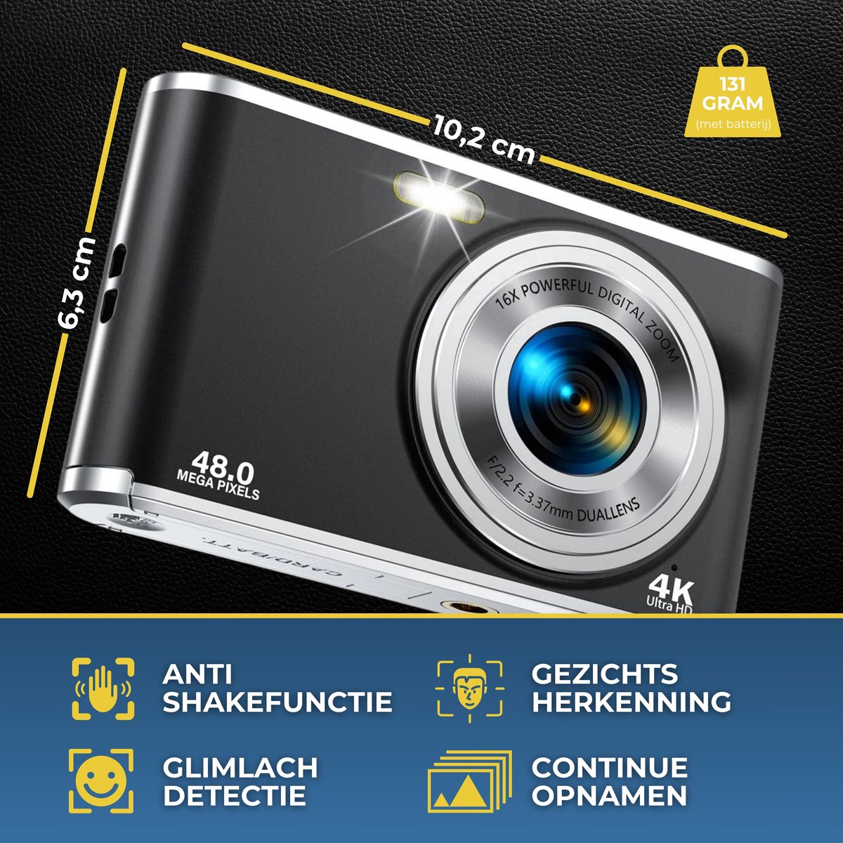 Vosoi Digitale Camera - Fotocamera - 48MP & 4K Ultra HD - 2,8 inch LCD Scherm - Inc. 32GB thumbnail 2