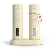 LARS NYSØM Elektrische Zout- en Pepermolen Set Spænding - 2-delige Set met verstelbaar keramisch maalwerk van grof tot fijn - Automatisch kruidenmolense (Almond Beige)