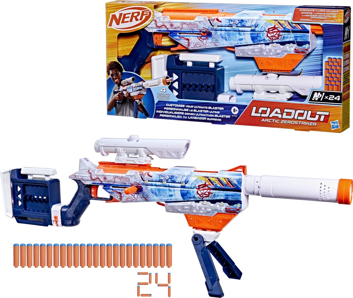 Nerf Loadout Cyberlight Ghost Blaster voor foamdarts en 24 Nerf N1