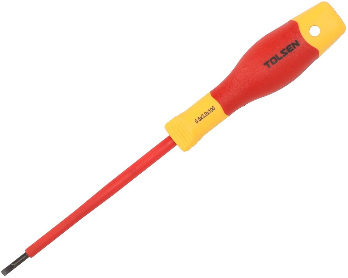 Tolsen Schroevendraaier VDE Premium - Sleufschroevendraaier - Platte schroevendraaier 0.5 x 3.0 x 100 mm