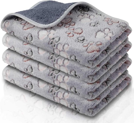 Foto: Waterdichte wasbare fleece cavia dekens absorberend beddengoed voor kleine dieren herbruikbare plasmat voor hamster fretten 4 stuks schattige pootprint design 61 x 40 cm 