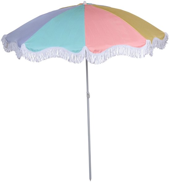 Parasol De Plage NALU 160 Cm – Réglable En Hauteur Et Inclinable, Tissu UV, Motif Rayé Rouge/blanc, Sac De Transport Inclus