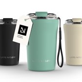 LARS NYSØM - Tasse à Coffee Thermo à emporter 'Rørelse' 380 ml - Sans BPA avec isolation - Avec sangle de transport et couvercle en Tritan - Aqua Turquoise
