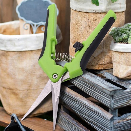 BukkitBow - Tuinschaar - Snoeischaar met Roestvrij Stalen Messen - Grip Handvat - Voor Bloemen, Planten & Struiken - Groen van BukkitBow — afbeelding 2