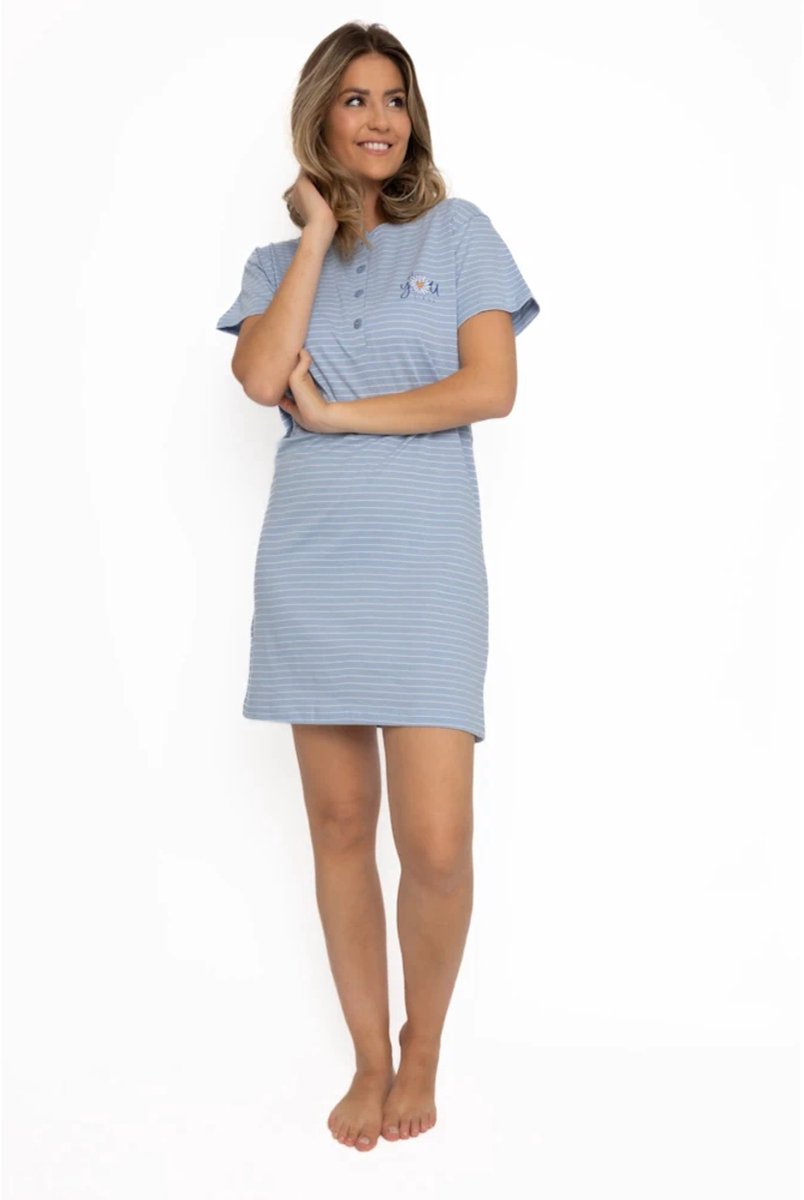 Cocodream dames nachthemd - 100% katoen - maat XL - Be youtiful blauw