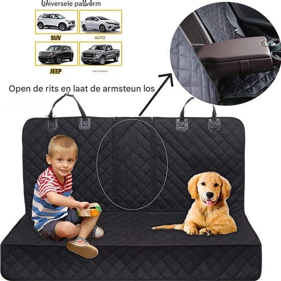 Duurzame autostoelhoes - Hondendeken Auto - Beschermhoes & Hondenkleed - voor de achterbank van de hond - Krasbestendig en waterdicht - Zwart van Merkloos — afbeelding 4
