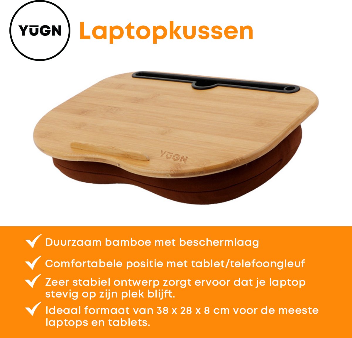 EveryGem YUGN Laptopkussen 15 Inch - Bamboe Laptop Kussen thumbnail 3