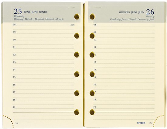 Brepols agenda vulling 2026 - BREFAX 21 [0.430] - 1 dag op 1 pagina - Dagoverzicht - 8 x 12.5 cm