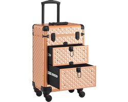 Thuys - Kapperskoffer - Kapperstas op Wieltjes - Kapperstrolley 360 Graden Verrijdbaar - 34 x 24 x 56 cm - Champagneglas