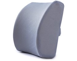 Rgonomisch Rugkussen Onderrug - Memory Foam - Rugsteun - Lendensteun - Vermoeidheid verlichten - Voor Auto, Bureaustoel, Bank en Bed - Autokussen - Thuiswerken - Rugklachten & Zitcomfort - grijs - 45*36*7